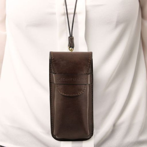 Exclusive leather eyeglasses/Smartphone holder Large size
